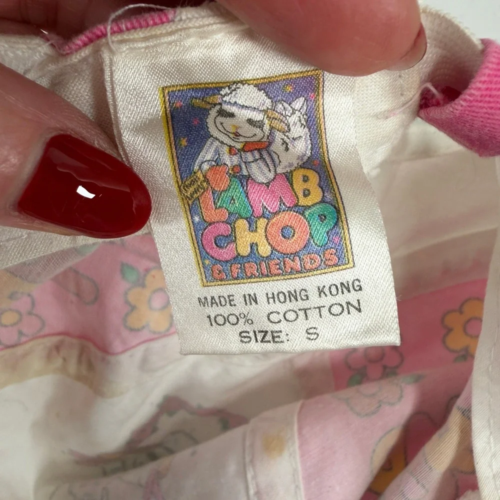 Lamb Chop & Friends Size S Hat 1993 Shari Lewis Vintage Floral Pink White Cap